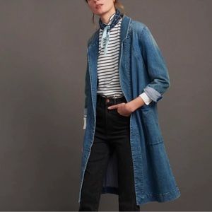 Anthropologie Peggy Denim Duster Trench Jacket